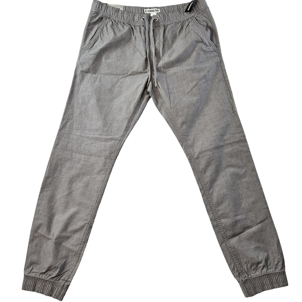 Express Pants Mens 32 Gray Jogger Woven Drawstring Elastic Waist Pockets